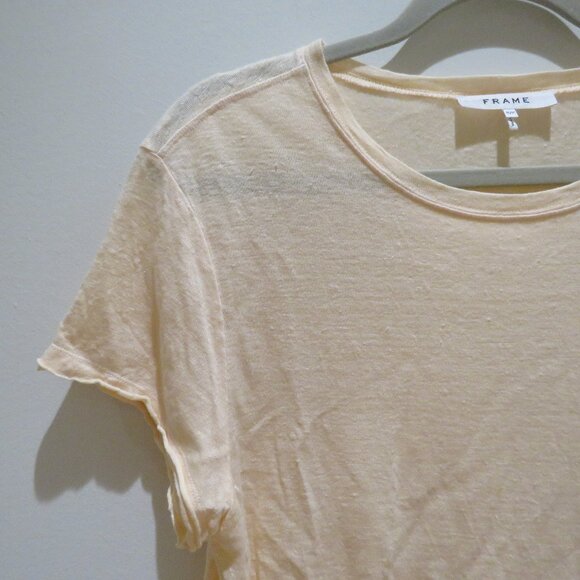FRAME Easy True Linen Short Sleeve Slub Knit T-Shirt Light Peach Orange Casual - Picture 4 of 14